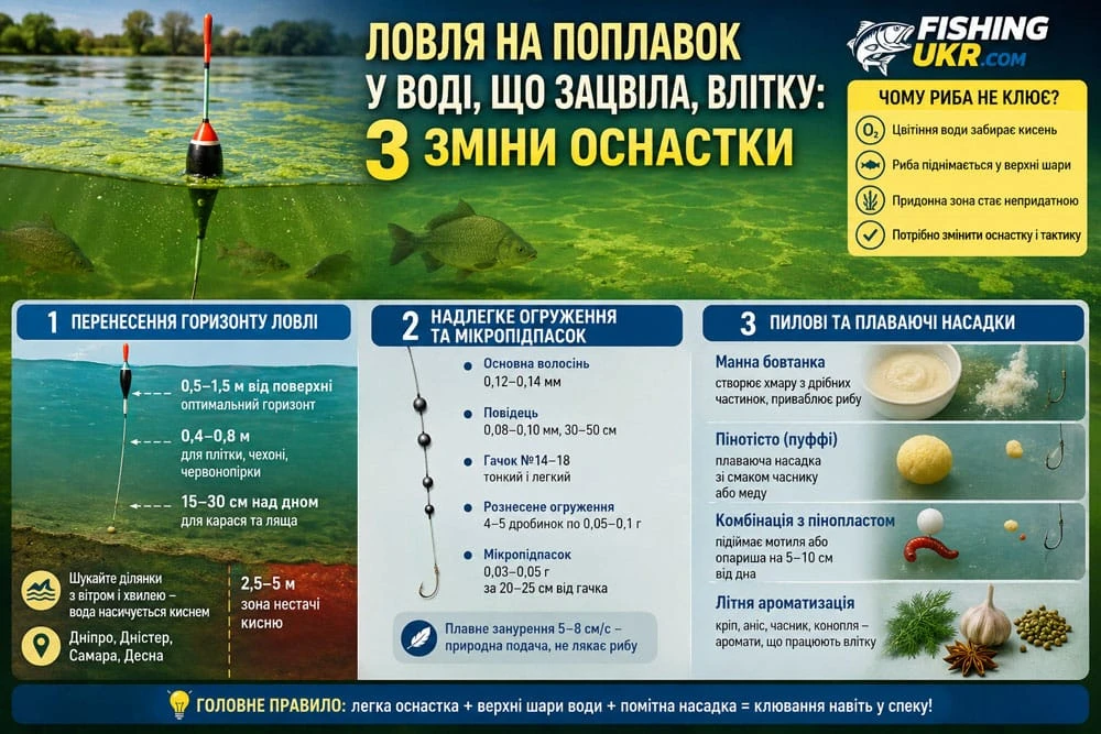 Вода зацвіла, а клювання згасло? 3 хитрощі налаштування поплавка для ловлі карася та ляща Вода зацвіла, а клювання згасло? 3 хитрощі налаштування поплавка для ловлі карася та ляща